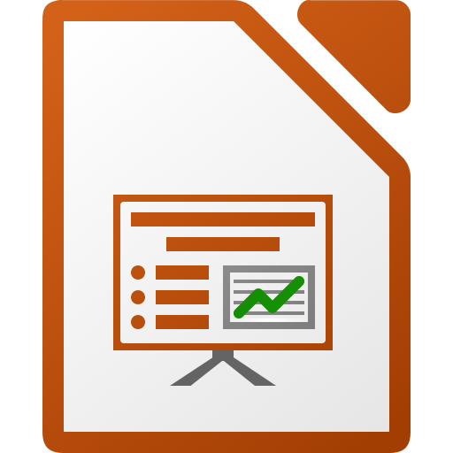 La imagen muestra el icono de impress de libreoffice