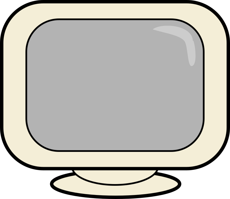 La imagen muestra el dibujo de un monitor de ordenador de sobremesa en color blanco con la pantalla en gris