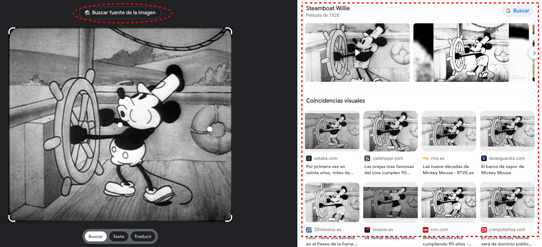 Resultado de la búsqueda con Google Lens