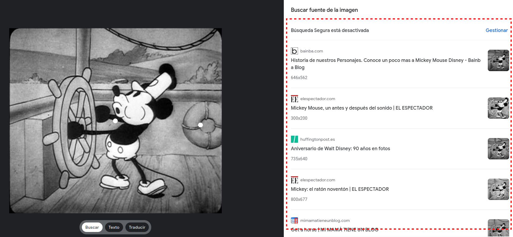 Búsqueda por fuente de la imagen en Google Lens